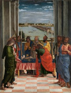 La mort de la vierge - The Death of the Virgin - Mantegna, Andrea (1431-1506) - 1462年頃 - パネルにテンペラ - 54,5x42 - Museo del Prado, Madrid 作： Andrea Mantegna