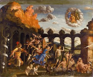 美徳の庭から悪徳を追放するミネルバ 作： Andrea Mantegna