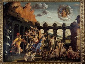 ヴェルツーの庭から悪徳を追いかけるミネルヴ アンドレア・マンテーニャ（1431-1506）の絵画 15世紀 日1,6x1,92 m 作： Andrea Mantegna