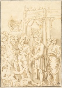 ローマの元老院議員と兵士 作： Andrea Mantegna