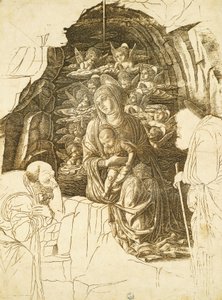 アンドレア・マンテーニャ（1431-1506）の「マギの崇拝」のための習作、デッサン