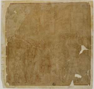 ユリウス・カエサルの勝利のための習作: キャンバス No. I 作： Andrea Mantegna