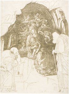 賢者の崇拝 (洞窟の処女) 作： Andrea Mantegna