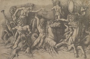 海の神々の戦いフリーズの左部分、ca。 1485-88。