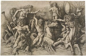 海の神々の戦い、1475年頃 作： Andrea Mantegna