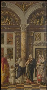 ウフィツィの割礼三連祭壇画Uffizi Tryptich、右パネル、約1463-1464 作： Andrea Mantegna