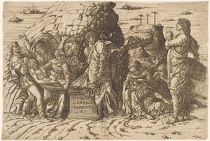 埋葬、c。 1470 1475。 作： Andrea Mantegna