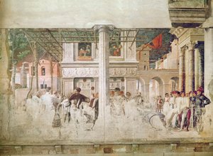 聖クリストファーの殉教と彼の体の移動（復元前）、1450-56年 作： Andrea Mantegna