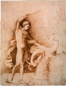 ドラゴンと戦う若者、15世紀後半 作： Andrea Mantegna