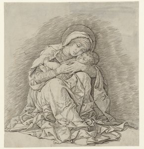 座っているメアリーと子供 作： Andrea Mantegna