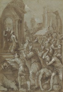 神殿に運ばれる契約の箱を見つめるソロモン王、1604年。 作： Andrea Michieli