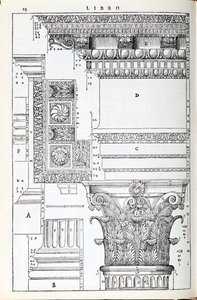 1570年に最初に出版された、パラディオによって書かれた「I Quattro Libri dell&39;Architettura」のファクシミリコピーからのイラスト 作： Andrea Palladio