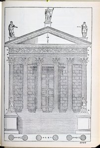 ニーム神殿の標高、パラディオが1570年に出版した「I Quattro Libri dell&39;Architettura」のファクシミリコピーからのイラスト 作： Andrea Palladio
