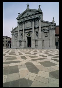 1564-80年に建てられた教会のファサード、1607-11年に完成したファサード 作： Andrea Palladio