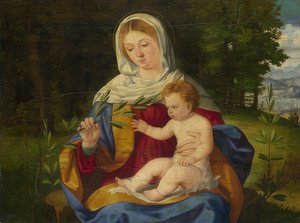 マドンナと子供とオリーブの枝。 1515年頃 作： Andrea Previtali