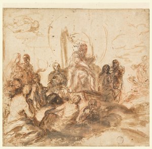 神の知恵の寓意のためのデザイン、応接室、パラッツォ バルベリーニ、ローマ、イタリア 作： Andrea Sacchi