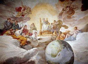 ディヴァイン・ナレッジ・アレゴリーアンドレア・サッキ（1599-1661）によるフレスコ画 1629-1633 バルベリーニ宮、ローマ国立考古学博物館（Galleria Nazionale d