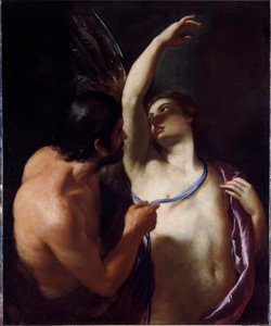 イカルスとダイダロス」 アンドレア・サッキ（1599-1661）の絵画 17世紀初頭 ジェネ、ストラーダ・ヌオーヴァ美術館（元ロッソ宮殿）所蔵 作： Andrea Sacchi