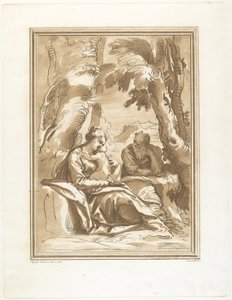 エジプトへの逃亡中の休息 作： Andrea Scacciati after Agostino Carracci