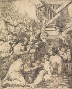 マギの礼拝、約。 1553-60 。 作： Andrea Schiavone