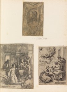 聖カタリナとキリスト、聖母子の頭。 1550年。 作： Andrea Schiavone