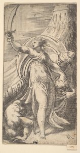 ジュディス彼女の剣は彼女の右手で発生し、ホロフェルネスの頭をsa ...、ca。 1542-45。