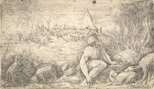 モーセと燃える茂み、ca。 1544-47。 作： Andrea Schiavone