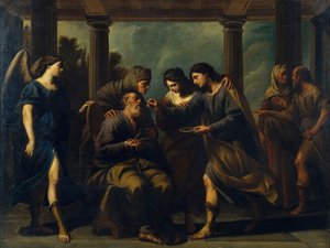 トバイアスが父親を癒す失明、c。 1640 作： Andrea Vaccaro