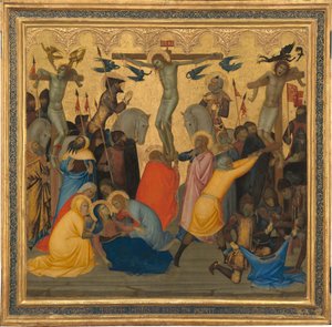 キリストの受難の場面: 磔刑 [中央のパネル]、1380 年代。 作： Andrea Vanni