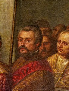 ヴェネツィアの上院議員、1574年にヴェネツィアを訪れたフランスのアンリ3世の詳細、4つの扉の部屋から（詳細：71525）