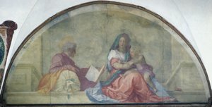アンドレア・デル・サルト（1486-1530）の「サッコの聖母」を示すルネット（フレスコ画 作： Andrea del Sarto