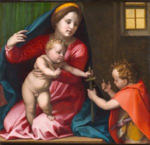 洗礼者聖ヨハネと聖母子、1528年頃（パネルに油彩） 作： Andrea del Sarto