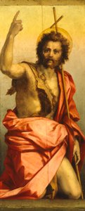 バプテスマの聖ヨハネの絵（パネルに油彩 作： Andrea del Sarto