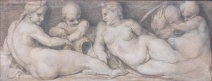 古典的なスタイルの人物がいるシーン 作： Andrea del Sarto
