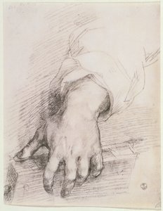 ハープのマドンナのための手の研究（紙にチョーク） 作： Andrea del Sarto