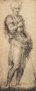 アンドラデルサルトが描いた男性像の研究。内閣描画と版画、ウフィツィ美術館、フィレンツェ 作： Andrea del Sarto