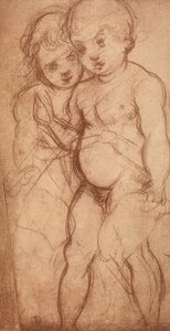 2つのケルビムの研究。アンドレア・デル・サルトの絵。内閣描画と版画、ウフィツィ美術館、フィレンツェ