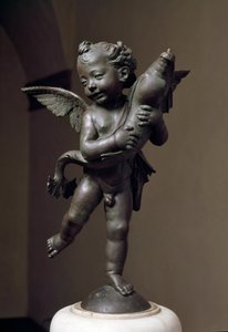 ヴェロッキオのイルカブロンズ彫刻との愛 作： Andrea del Verrocchio
