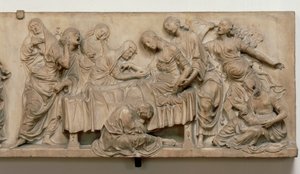 フランチェスカ・トルナブオーニの死を示すレリーフ 作： Andrea del Verrocchio