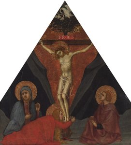聖母マリア・マグダレンと聖ヨハネ福音伝道者とのはりつけ、1400年頃 作： Andrea di Bartolo