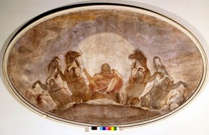 アポロの馬車。アンドレア・アピアーニ（1754-1817）。絵を描くこと。Pinacoteca de Brera.ミラノ 作： Andrea the Elder Appiani