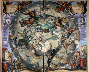 セラリウスによる南半球の表現。17世紀の本。 作： Andreas (after) Cellarius