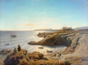 シラキュースの海岸。 1861 作： Andreas Achenbach