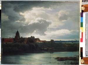 「川のある村の風景」（川のある風景） アンドレアス・アッヘンバッハ作（1815-1910） 1866年 サンクトペテルブルク、エルミタージュ美術館 作： Andreas Achenbach