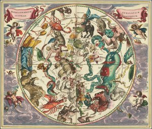 アンドレアス・チェラリウスによる1661年の南天の天球図 作： アンドリュー・セラリウス