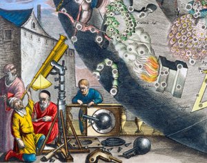 望遠鏡を通して見る天文学者、1660-1661 作： Andreas Cellarius