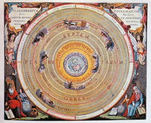 世界地図、プトレマイオスの理論に基づく地球の研究 作： Andreas Cellarius