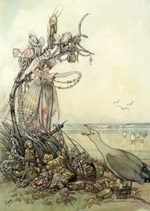 ジュエリーインザウォッシュ（ペン＆インク、トイレ、ガッシュ、紙） 作： Andreas Duncan Carse