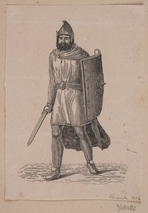 盾を持って歩く戦士 作： Andreas Flinch