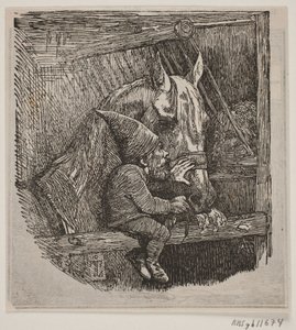 ティルプのエルフは白馬に餌をやる 作： Andreas Flinch